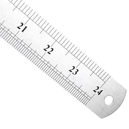 Règle double côté 60 cm en acier argenté pour traçage précis