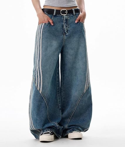 Baggy Jeans for Women Men Y2K Striped Design Wide Leg Grunge Denim Pants Casual Fashion Hip Hop Harajuku Streetwear2