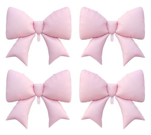 4Pcs Giant Pink Bow Balloons 38Inch/coquette Birthday Party Supplies/Pink Bachelorette Bridal Engagement Wedding Anniversary Supplies for Women/Valentines Day Decor