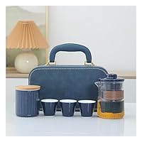 Amazon｜磁器中国のゴングフティーセット、青い革のトート付き