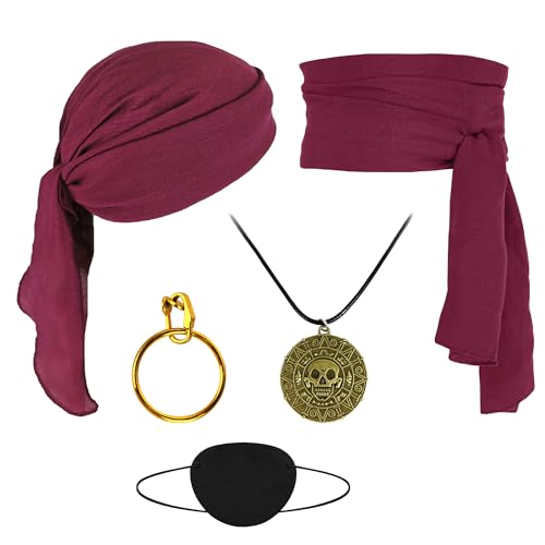 Vifcotlyp Men Pirate Costume Accessories, Pirate Accessories Set with Bandana