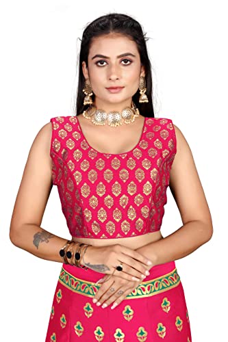 Image of LAHER Girl's Casual Wear Heavy Banarsi Jacquard Soft Silk Bridal Semi-Stitched Lehanga Choli With Dupatta Set.