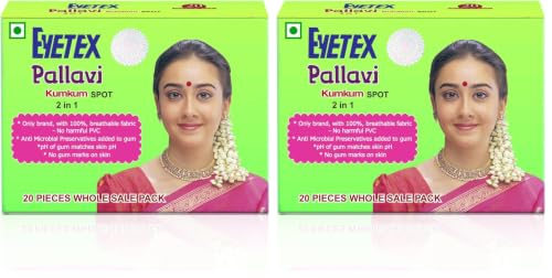 Image of Eyetex Pallavi Sticker Bindi /Pottu|Oval|Aloe Vera & Papaya Extracts|Breathable Non-Irritating Velvet Fabric|O2|Light Maroon|20 Flaps (Pack of 2)
