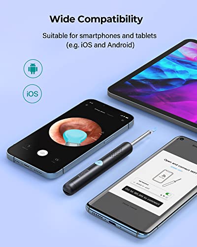 Bebird R1 Ear Wax Removal Tool, Spade Ear Cleaner With Ear Camera, 1080P Ear Scope, Earwax Remover Picker With 2 Ear Scoops, Ear Pick With 6 Led Light For Earwax Cleaning, Support Iphone, Black #TOP4