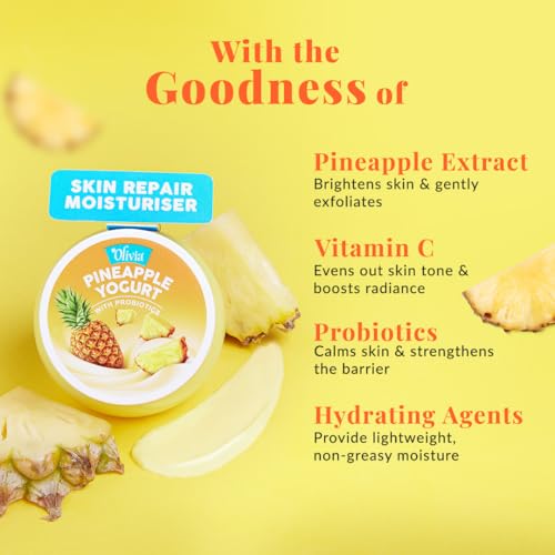 Image of Olivia Pineapple Yogurt with Probiotics for Skin, 200g | Enriched with Bromelain for Gentle Exfoliation, Long-Lasting Moisturisation, Skin Enhancing & Nourishment | Lightweight, Non-Greasy Formula