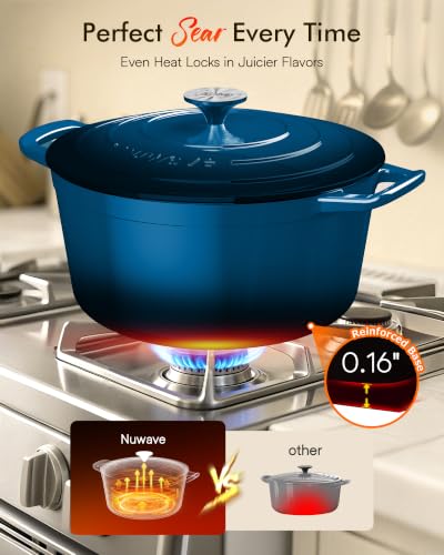 Image of Nuwave 6 Qt PFAS-Free Enameled Cast Iron Dutch Oven Pot with Lid, Santorini