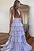Ontoefy Halter Tiered Sparkly Glitter Prom Dresses Mermaid Ruffles Long Evening Gown with Slit Royal Blue 6