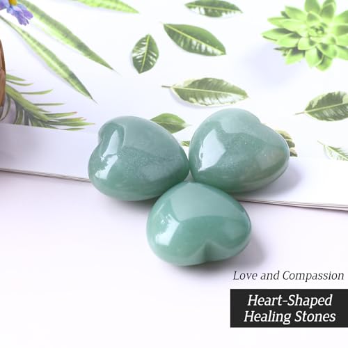 Image of 40mm Natural Green Aventurine Large Heart Stones Healing Crystals Gemstones Gifts Heart Shaped Rocks for Home Decor Reiki Meditation Women