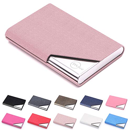 MUCO Business Card Holder, Business Card Case, Luxury PU Leather & Stainless Steel Business Name Card Holder Wallet Credit Card ID Case/Holder for Men & Women - Keep Your Business Cards Clean