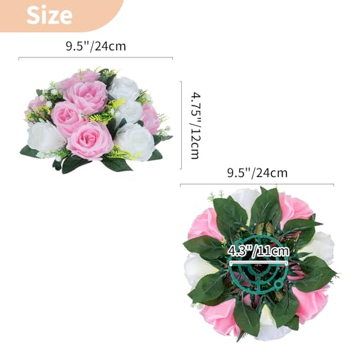 Image of NUPTIO Pink & White Flower Balls: Artificial Rose Centerpieces for Tables