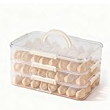 TekkPerry Plastic Cookie Storage Containers Airtight,3-Layer Food Storage Containers with Lid&Handle,Stackable Thicken Cookie Carrier for Transport Dumpling Storage Box,White