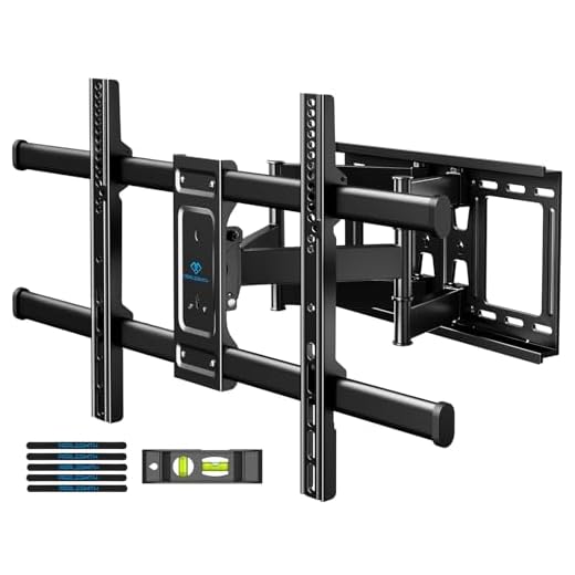 PERLESMITH Full Motion TV Wall Mount for 37-82 inch TVs up to 132 lbs, Max VESA 600x400mm, TV Bracket with Dual Articulating Arms, Tilt, Swivel, Extension, 16" Wood Studs, PSLFK1
