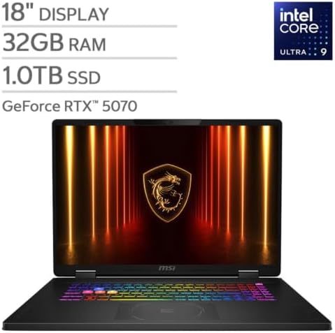 msi Crosshair 18 HX AI Gaming Laptop Intel 24-Core Ultra 9 CPU RTX 5070 GPU - 1
