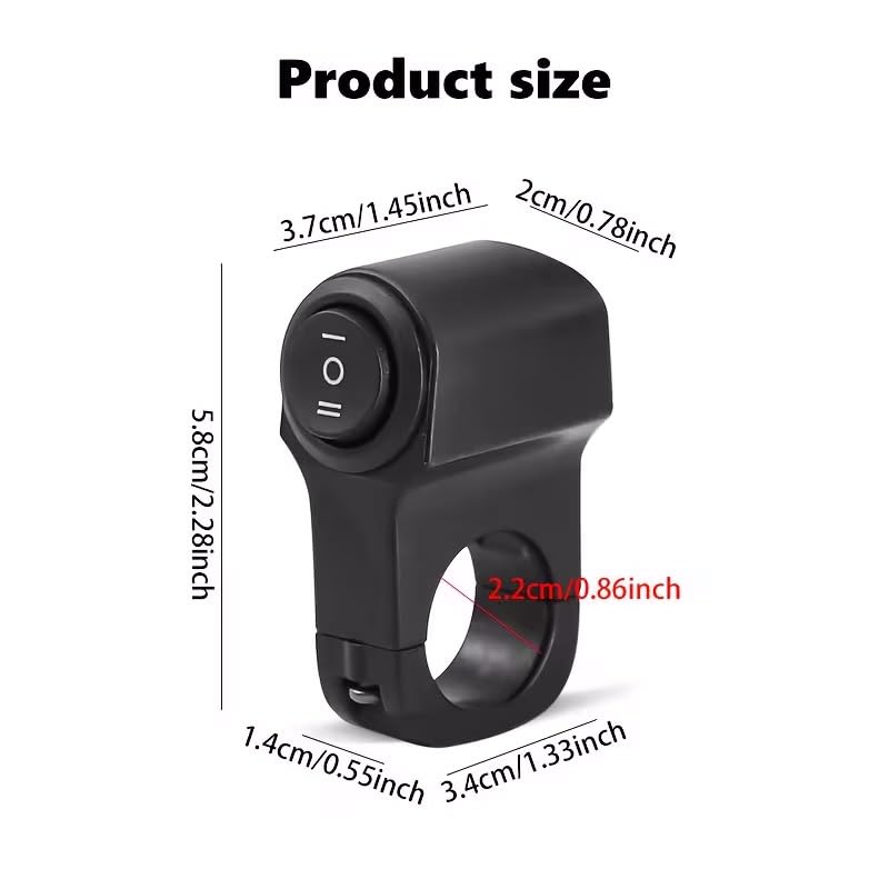 Universal Motorcycle Handlebar Light Switch, 12V/24V Headlight and Spotlight Dual Control Button, Triple Line Switch for ATV, Scooter, Off-Road Bike (1 Pack)