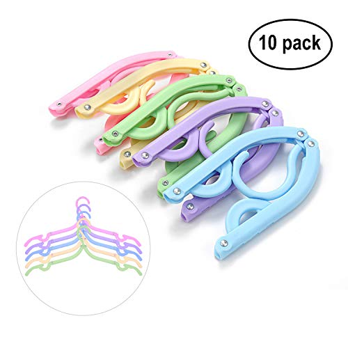 Fittolly - Perchas Plegables para Ropa (10 Unidades, Antideslizantes, para Viajes en casa (5 Colores)