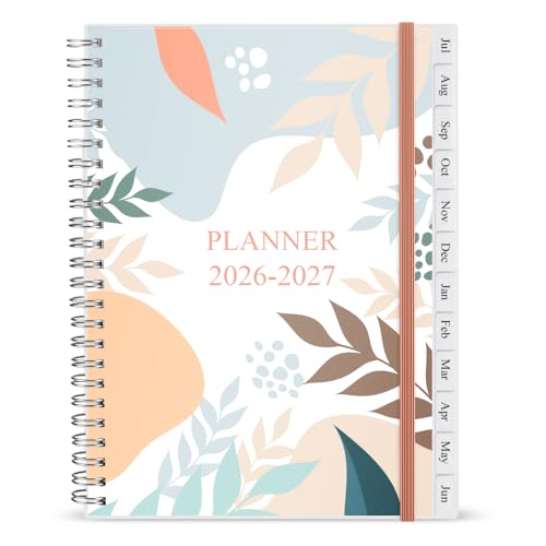 2026-2027 Planner - Weekly & Monthly Planner Runs July 2026 to Jun 2027, 6.25" x 8.25", 12 Monthly Tabs, 14 Notes Pages, Inner Pocket, Flexible Cover with Twin-Wire Binding, Planners 26-27