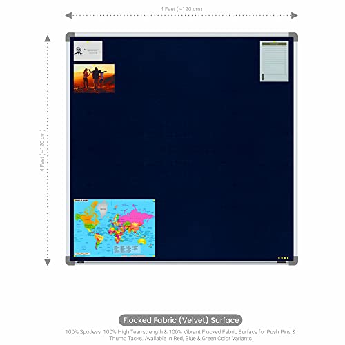 Image of Scholar Art Metis 4x4 Feet Fabric Pin-up Notice Board for Home, Office & School | High Strength Velvet Cloth + High Density Soft Board for Pinning Photos, Sticky Notes & Reminders (Dark Blue)