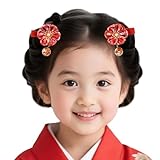 [OTAKUMARKET] 髪飾り 七五三 三歳 七歳 クリップ つまみ細工 和装 袴 着物 卒業式 浴衣 花 キッズ 子供 こども 女の子 和装小物 結婚式 子供用髪飾り 和風アクセサリー (赤)