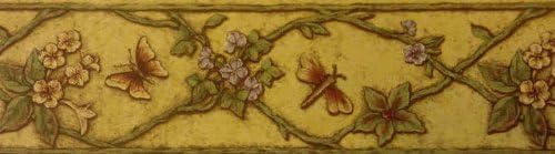 Vine Wallpaper Border with Butterflies, Dragonflies and Flowers 41776610