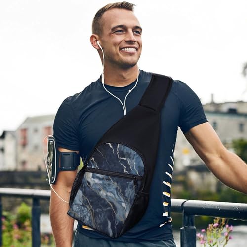Mochila bandolera ligera azul navy para senderismo miniatura 3