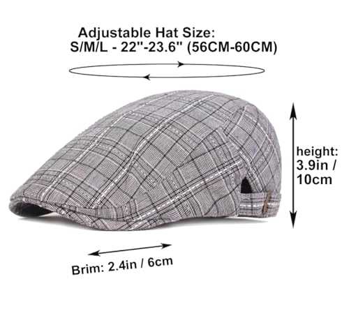 Image of Quanhaigou Men's Cotton Flat Ivy Gatsby Newsboy Driving Hat Adjustable Irish Cabbie Ivy Driving Hunting Cap