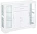 Kings Brand Furniture Kitchen Storage Cabinet Buffet with Glass Doors, White,