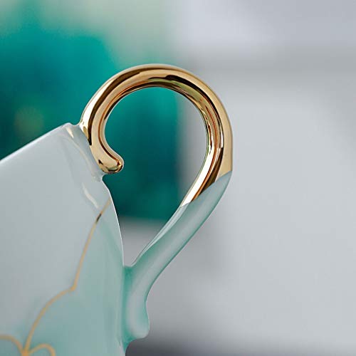 Juego de café Juego de té Juego de café pintada a mano de oro con incrustaciones de jade 6 6 taza de café taza de café… - Imagen 3