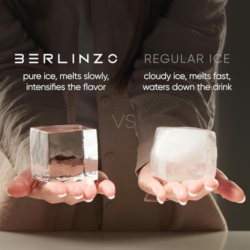 Berlinzo Premium Clear Ice Cube Maker Mold with Conversation Ice Prints – Best Gift for Dad & Whiskey Lover – 8 Large 2.1" Crystal Transparent Ice Squares – Includes Storage Bag (Non-Electric) by BERLINZO - Image 2