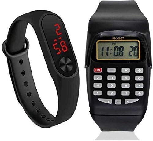 black calculator watch