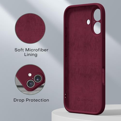 CellEver Heavy-Duty Silicone Case for iPhone 16 [Camera Protection] [Anti-Oil Coating] Military Drop Protection, Soft Scratch-Free Interior, Wine by CellEver - Used condition - Image 5