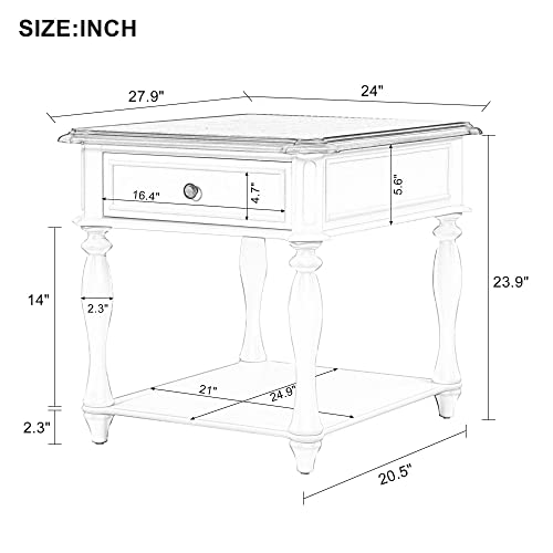 Amposei Classic Side End Table 2-Tier Bedroom Night Stand Accent Table Nightstand With Drawer For Living Room Bedroom, Black #TOP1