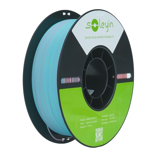 SOLEYIN Filamento PLA Mate 1.75mm para impresora 3D 1kg Filamentos PLA de Alta Velocidad 30-300mm/s, Ultra PLA Precisión+/- 0.02mm (1kg,Luna)