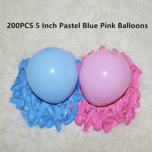 Image of 200 Pcs Pink and Blue Balloons 5 Inch Macaron Pastel Blue Pink Latex Small Balloon Garland Arch Kit for Baby Shower Birthday Bridal Shower Wedding Anniversary Gender Reveal Party Decorations