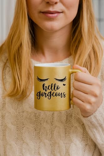 Taza de cerámica con glitter dorado y rosa 11oz miniatura 4