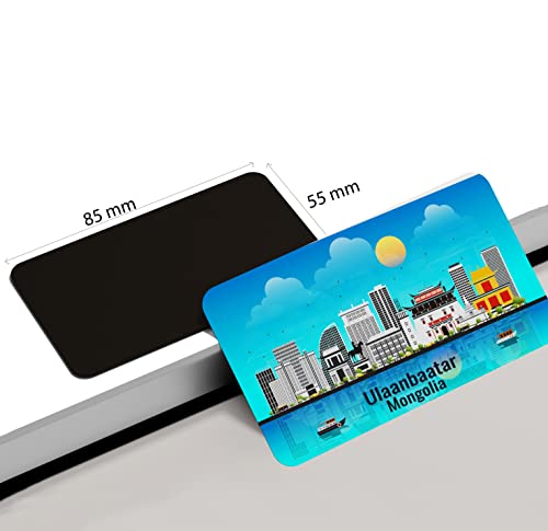 Image of dhcrafts Rectangular Rubber Fridge Magnet /Magnetic Card Blue Mongolia Ulaanbaatar Design Pack of 1 (8.6cm x 5.4cm)