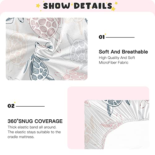 Image of Sea Turtles Fitted Crib Sheet for Girls and Boys, Soft Breathable for Standard Crib & Toddler Bed Mattress, 27 x 39 in