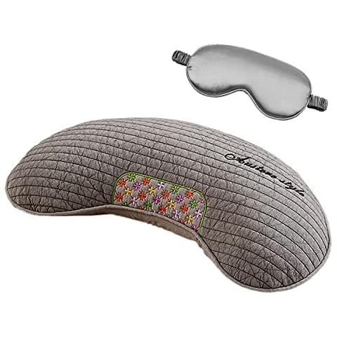 Buckwheat Pillow, Buckwheat Neck Pillow for Sleeping U Shaped Pillow Cooling Travel Head Support Pillow for Neck Pain Relief Side Sleepers Buckwheat Hulls Concealed Zipper Cover