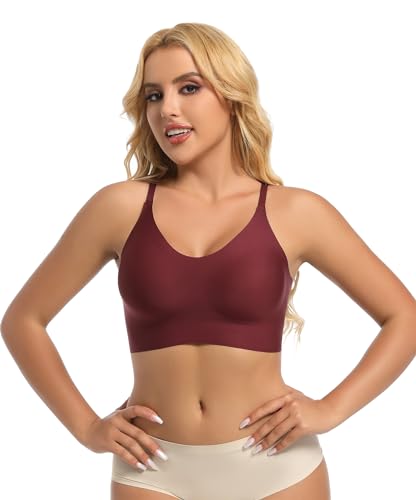 Image of PRETTYWELL Bras for Women Comfort Seamless Bra, Cross Back Adjustable Bralette Bra, Wireless Everyday Bras for Women A-C Cup