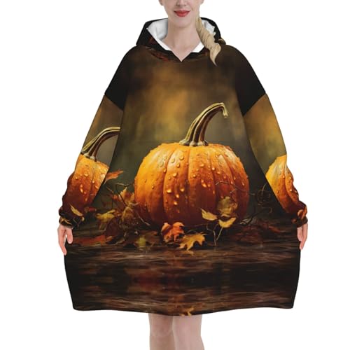 Couverture à capuche motif citrouille pour adulte : un pull géant ultra chaud et doux