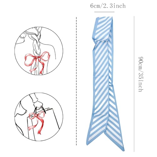 NEWITIN 4 Pieces Fashion Scarf for Women Handbag Silk Scarves Hairband Headband Satin Ribbon Lightweight Neck Tie for Women2