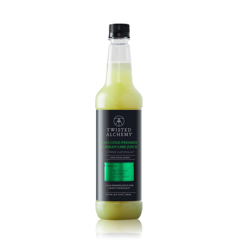 Twisted Alchemy Cold Pressed Fresh Juice For Craft Cocktails - All Natural, 100% Hand Squeezed Lime Juice Cocktail Mixer - (25 Oz Bottle, Pack Of 1) - No sugar added ,Preservative Free, Non-GMO, 100% Pure, Unpasteurized Ships Cold