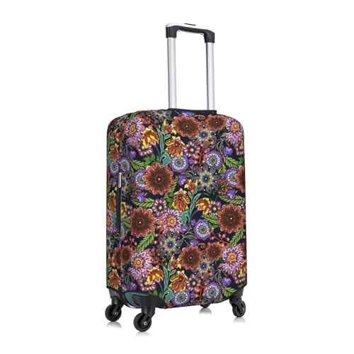 Vintage Floral Print Luggage Cover Elasticated Suitcase Covers TSA Approved Stylish Scratch Washable Resistant Case Protector for Kids and Adults3