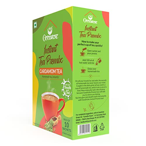 Image of Goodricke Elaichi Chai, Premium Assam CTC Loose Leaf Cardamom Black Tea 10 Sachets, Strong Elaichi Chai, Authentic Taste