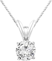 Houston Diamond District Lab Grown Diamond Solitaire Pendant Necklace 0.5-10 Carat Round Cut 4-Prong White Gold E-F VS for Women