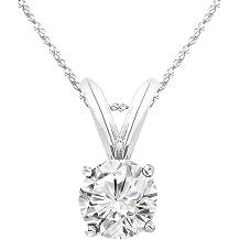 Houston Diamond District 0.5-8 Carat 4 Prong Set Round-cut Lab Grown Diamond Solitaire Stud Pendant Necklace J, VS-SI Jewelry for Women