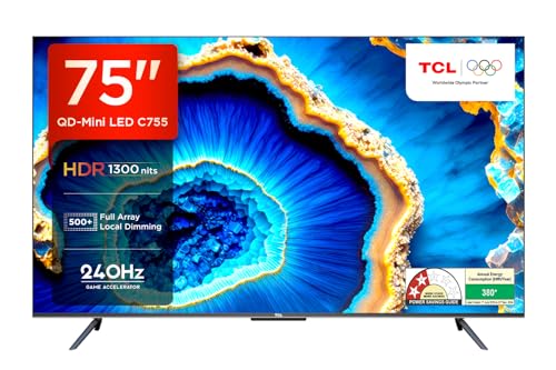 Image of TCL 189 cm (75 inches) 4K Ultra HD Smart QD-Mini LED Google TV 75C755 (Black)