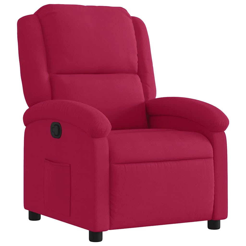 Poltrona relax regolabile manualmente in velluto, poltrona TV rosso