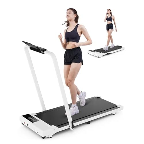 DeerRun 3 in 1 Walking Pad Treadmill, 300 Weight Capacity Foldable Treadmill, 3.0HP Low Noise Under Desk Treadmills for Home Office with Remote & APP
