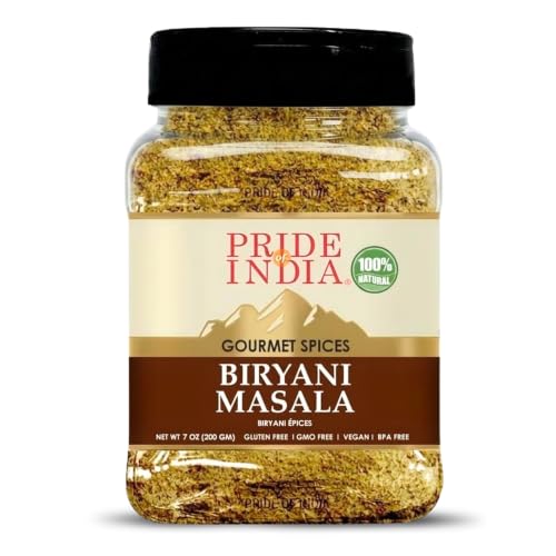 Pride Of India – Indian Biryani Masala Seasoning Spice - 7 oz. Medium Dual Sifter Jar - Easy to...