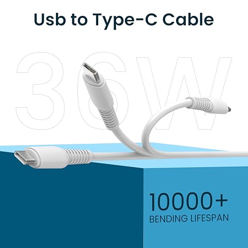 Image of UTRAX USB Type-C Cable 36W Fast Charging - Type-C to USB Cable | Fast Charge & Data Sync | Durable PVC Material | White | Compatible with Samsung, Xiaomi, OnePlus, Realme & More